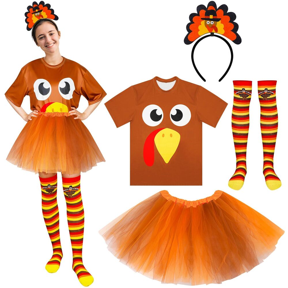 7852 Turkey Costume Set, L Turkey Trot Shirt Tutu Dress